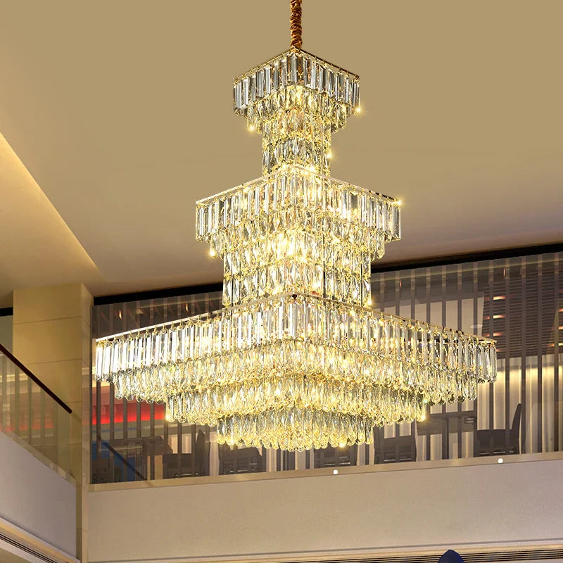 Afralia™ Spiral Staircase Crystal Chandelier: Modern High Living Room Light Luxury Design
