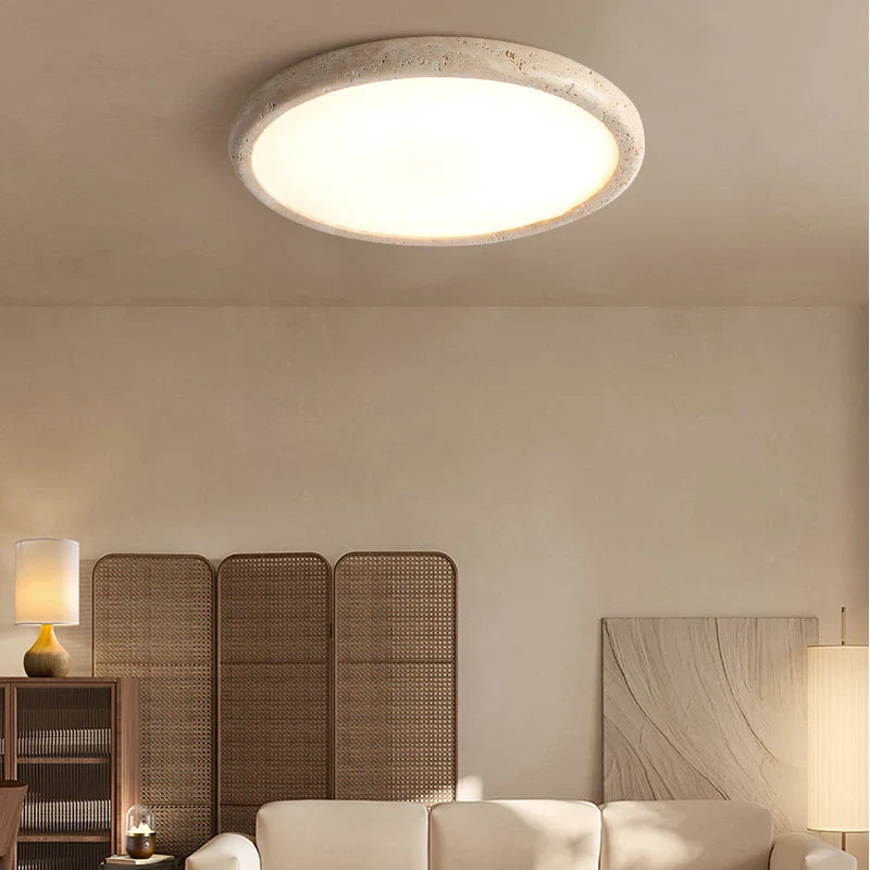 Afralia™ Nordic LED Ceiling Lights Yellow Travertine Stone Wabi Sabi Decoration