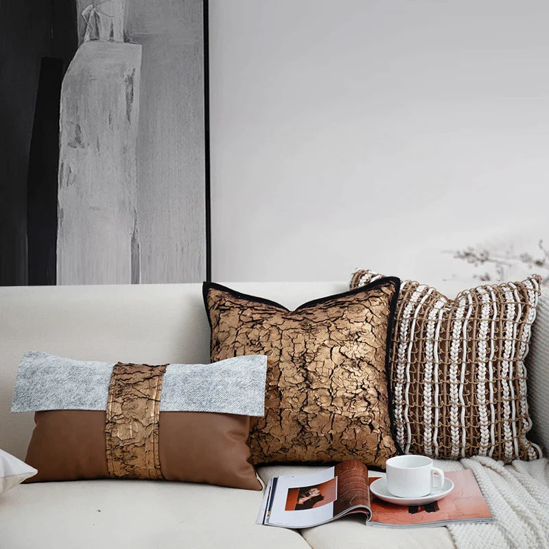 Afralia™ Italian Light Luxury Brown Cushion Cover for Sophisticated Home Decor.