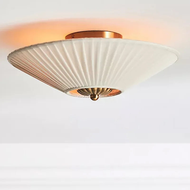 Afralia™ French Style Fabric Pleated Ceiling Lamp Vintage Decorative Light