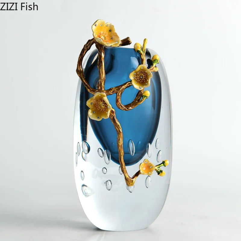 Afralia™ Ocean Heart Glass Vase - Transparent Blue Floral Room Decor