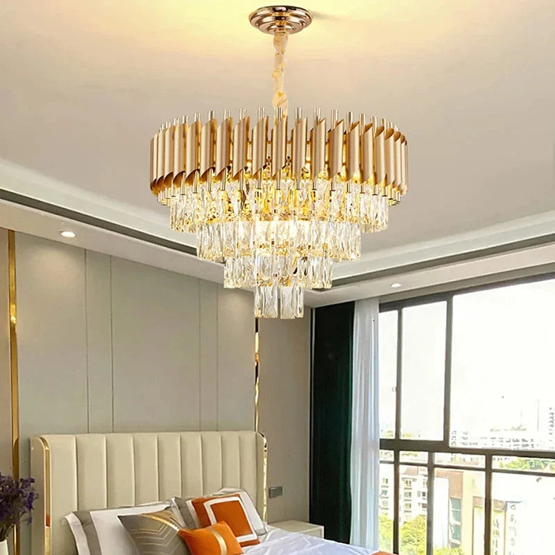 Afralia™ Modern Crystal Ceiling Chandelier LED Pendant Lamp for Home Decor Lighting