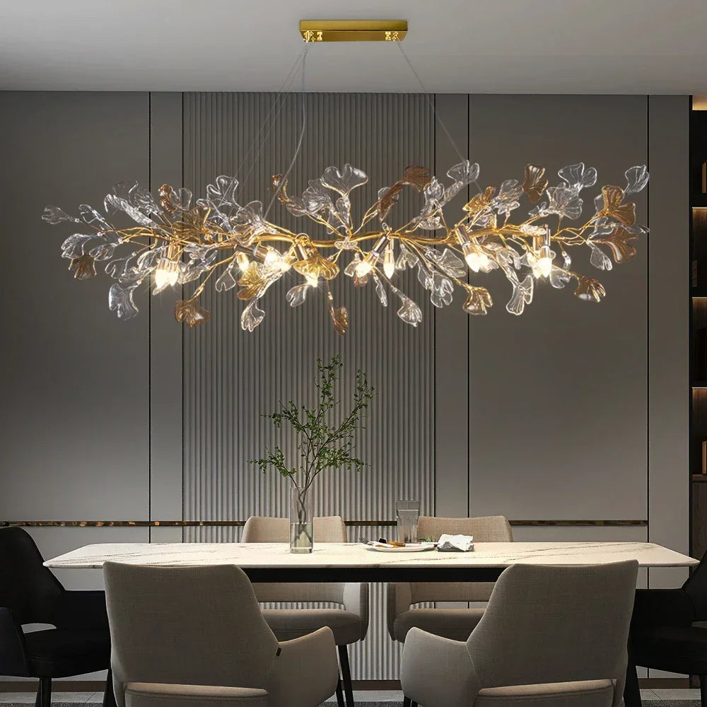 Afralia™ Crystal Leaf Branch Chandelier - Elegant Lighting Fixture for Bedroom, Living Room, Dining Room