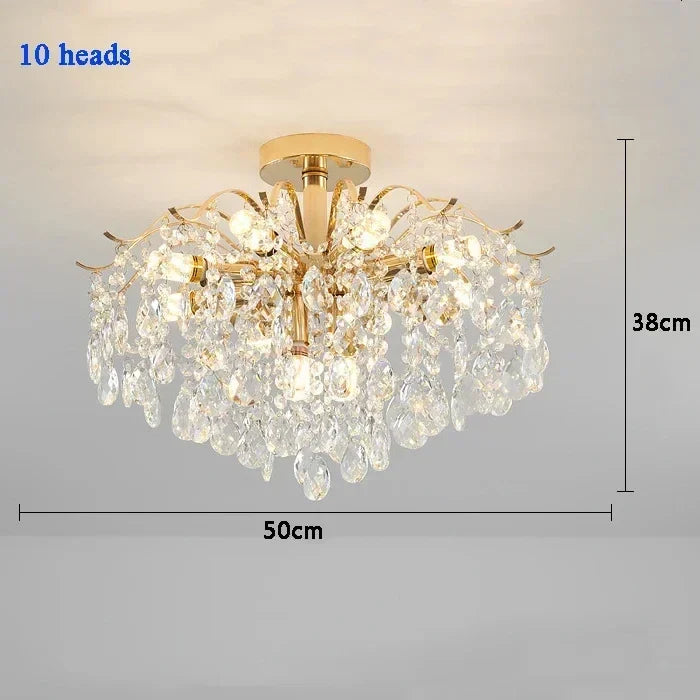 Afralia™ Crystal LED Chandelier Ceiling Lamp Modern Living Room Bedroom Light