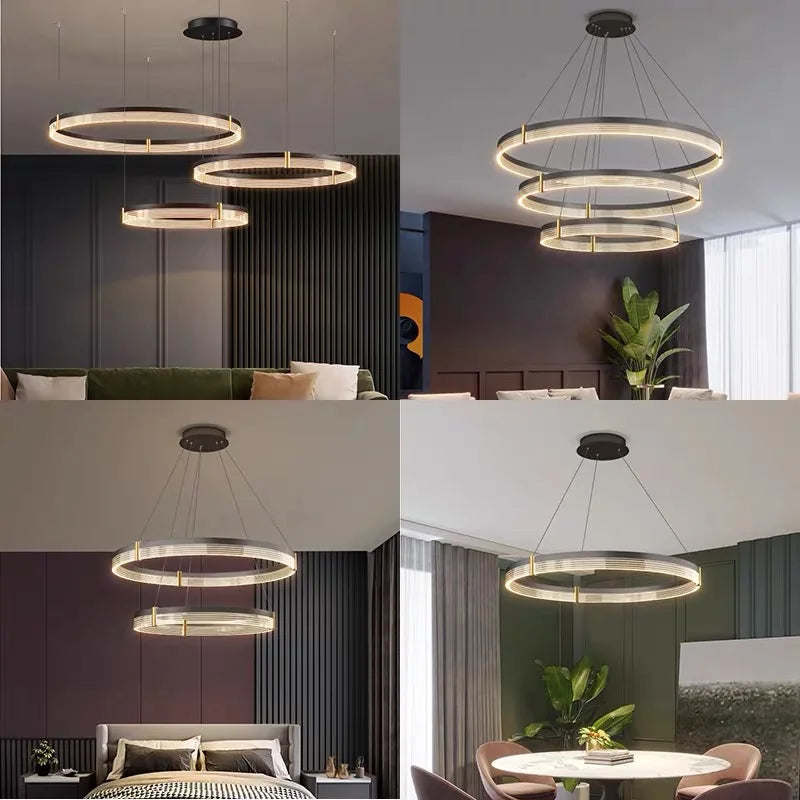 Afralia™ Acrylic Circle Chandelier Pendant Lights - Modern Indoor Lighting Decor for Living Room