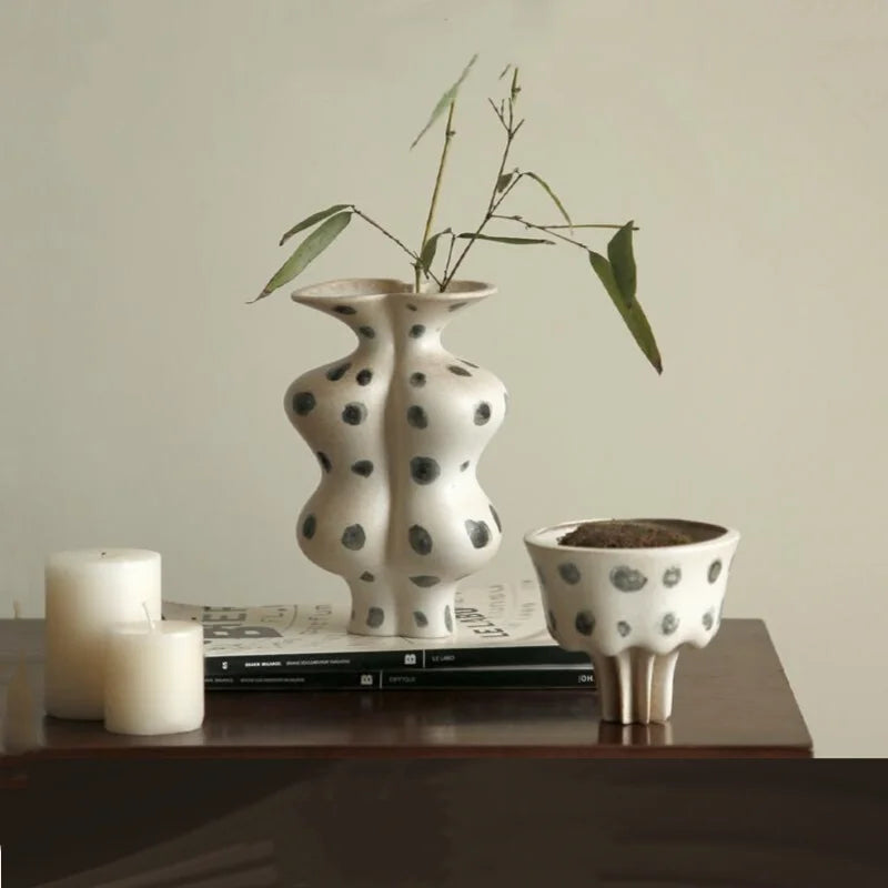 Afralia™ Hand-painted Ceramic Retro Porcelain Vase Flower Pot Home Decoration