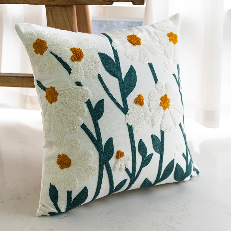 Afralia™ Nordic Floral Embroidered Sofa Pillow