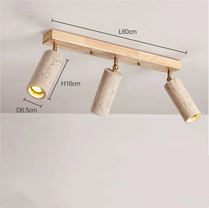 Afralia™ Stone Ceiling Lamp Spot Light Adjustable Angle Wood Base