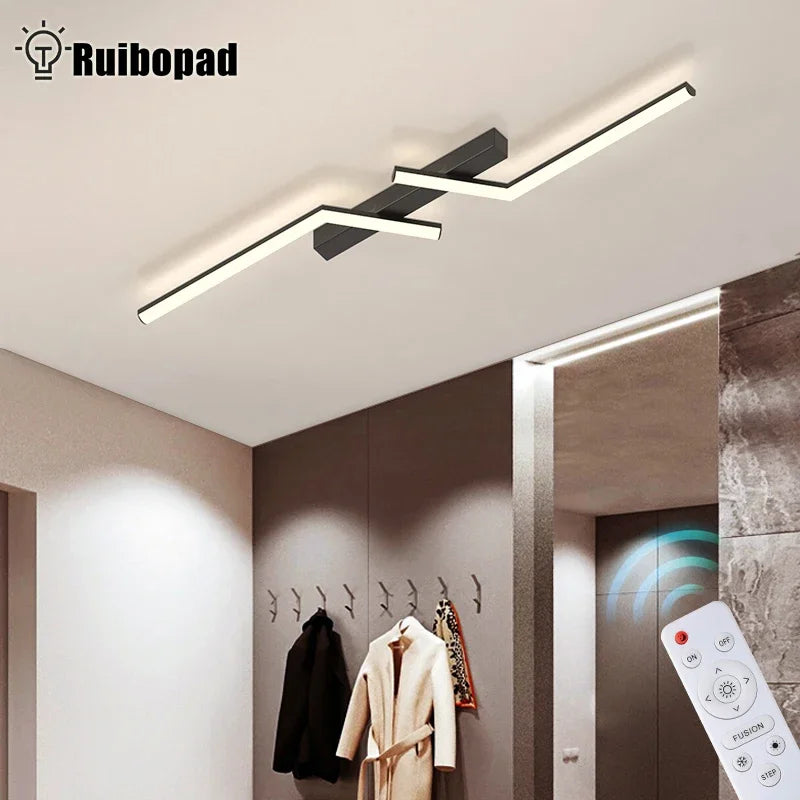 Afralia™ Modern Black LED Ceiling Chandelier for Corridor Bedroom Hallway Dining Room