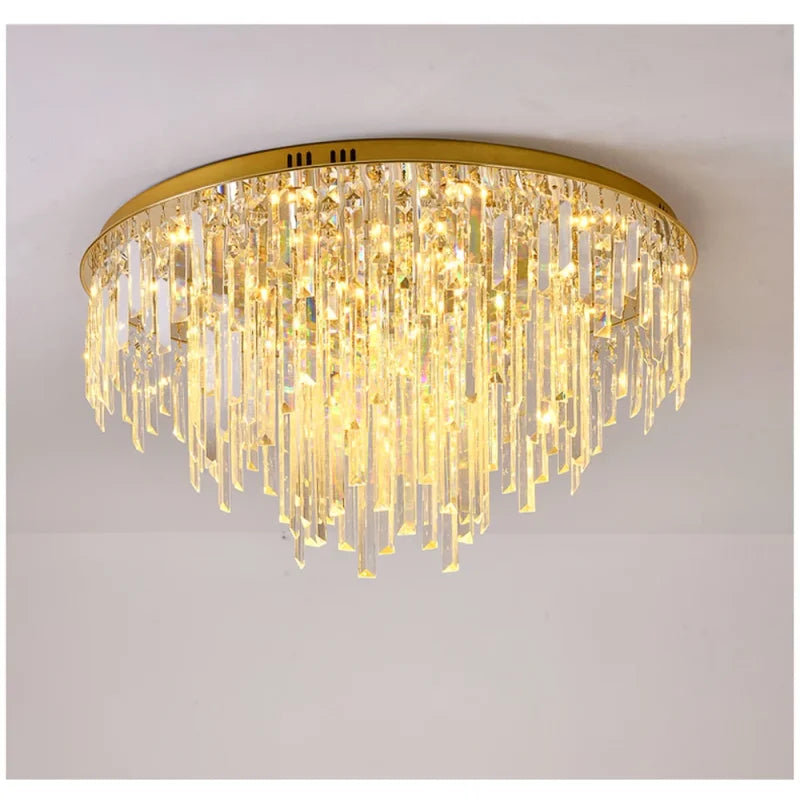 Afralia™ Gold Crystal Ceiling Lights - Luxury LED Fixture for Elegant Home Decor