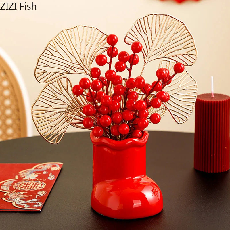 Afralia™ Snow Boots Ceramic Vase for Modern Home Decor & Flowers Arrangement