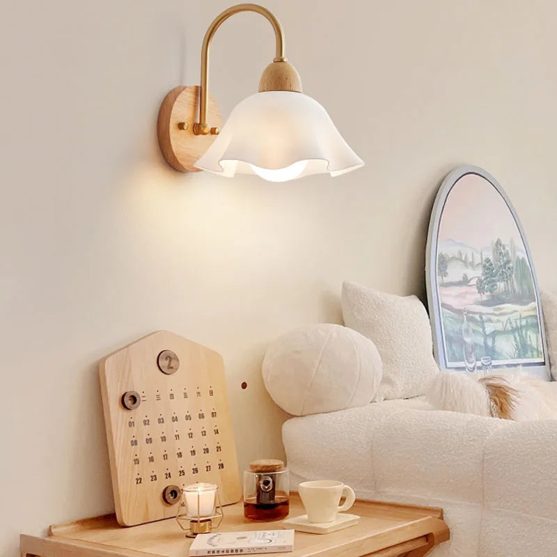 Afralia™ Wood Wall Lamp: Nordic Japanese LED Sconce for Bedroom & Living Room, Vintage Home Decor