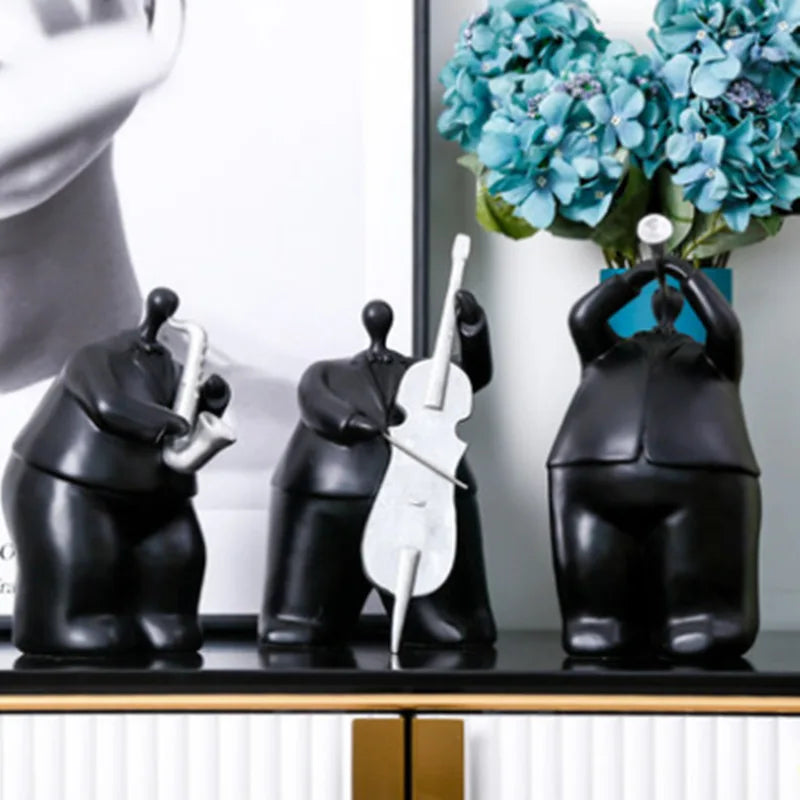 Afralia™ Human Figure Sculpture Musical Instrument Band Character Home Decoration
