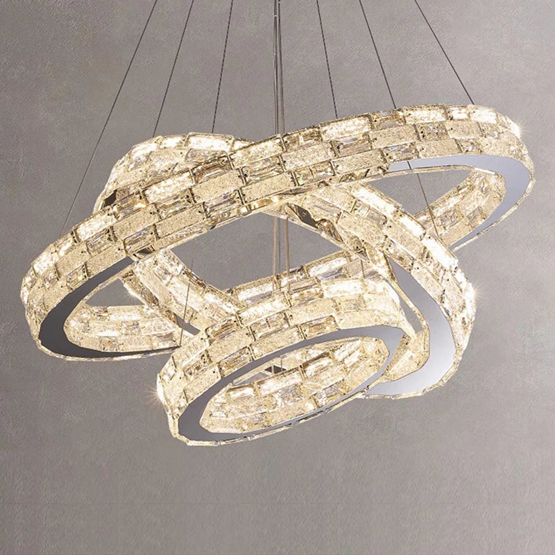 Afralia™ Golden Crystal Ring Chandelier: Luxury Gloss Ceiling Lighting for Modern Living Room