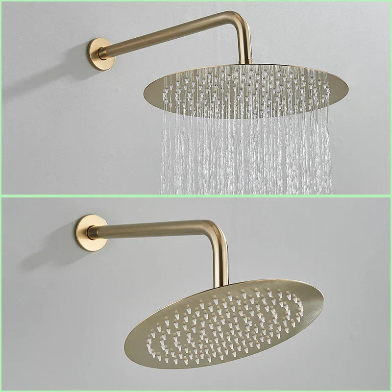 Afralia™ Brushed Gold Shower Faucet Set Wall Mount Rainfall Shower System