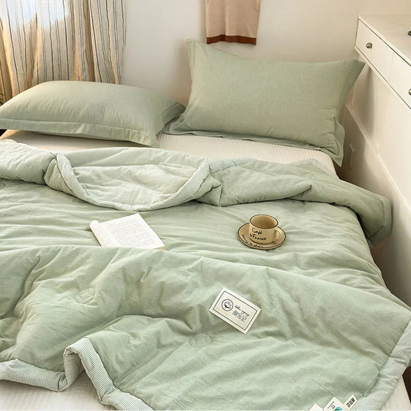 Afralia™ Cotton Summer Cooling Blanket | Soft Breathable Quilted Quilt