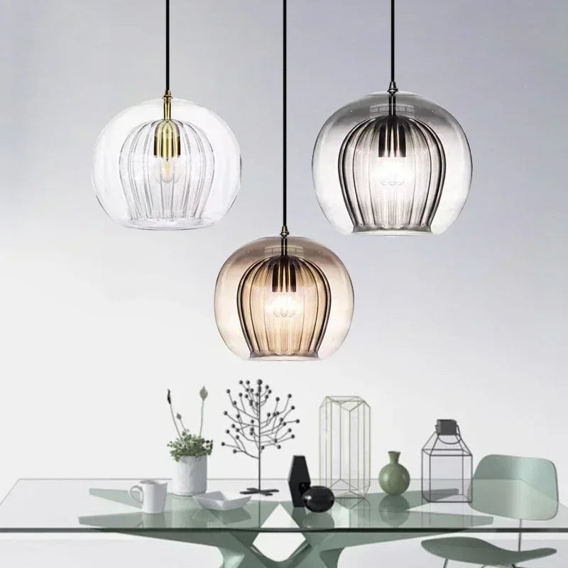 Afralia™ Nordic Glass Pendant Light LED Hanging Lamp for Home Indoor Decor