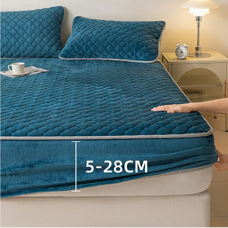 Afralia™ Thickened Mattress Protector Queen Double Single Elastic Fitted Sheet Anti-slip Bedspread
