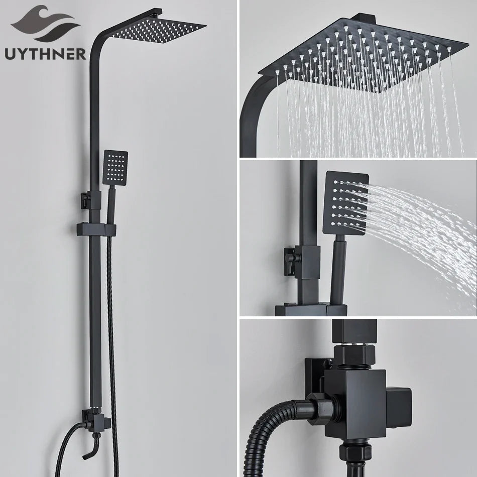 Afralia™ Rain Shower Faucet with Handheld Sprayer 2-way Switch, Wall Mounted for Bathroom