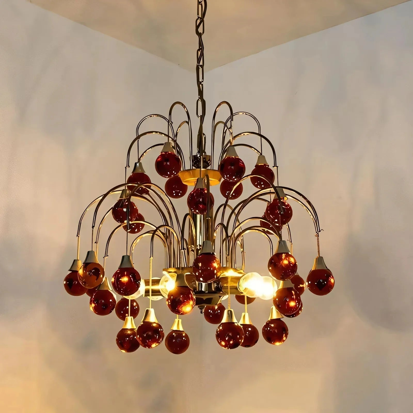 Afralia™ Teardrop Murano Glass Chandelier in Red Purple - Cherry Atmosphere Decor