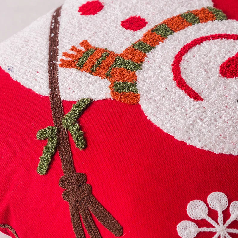 Afralia™ Christmas Snowflake Elk Embroidered Pillowcases - Festive Decorative Cushion Cover