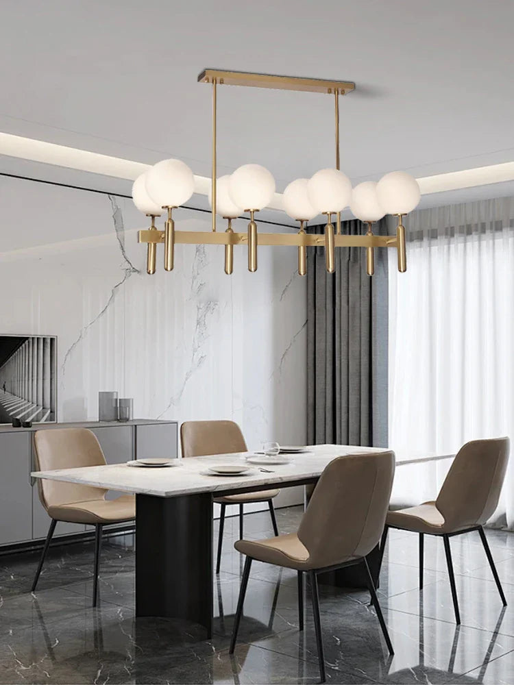 Afralia™ Glass Balloon Chandelier: Elegant Led Round Hanging Light for Luxury Dining Room