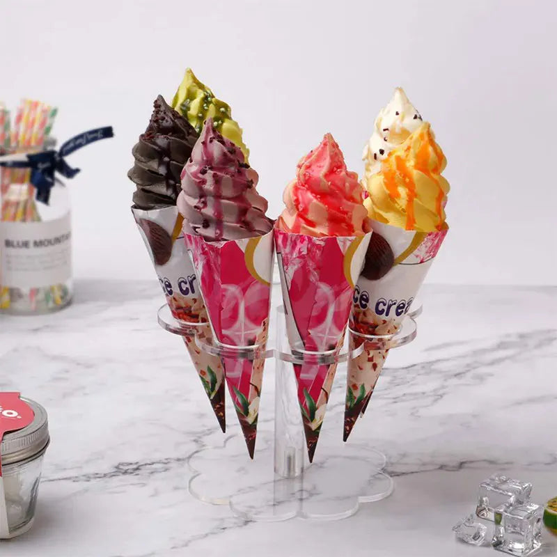 Afralia™ Ice Cream Cone Holder Stand: Durable Acrylic Display Rack for Cupcakes & Cones