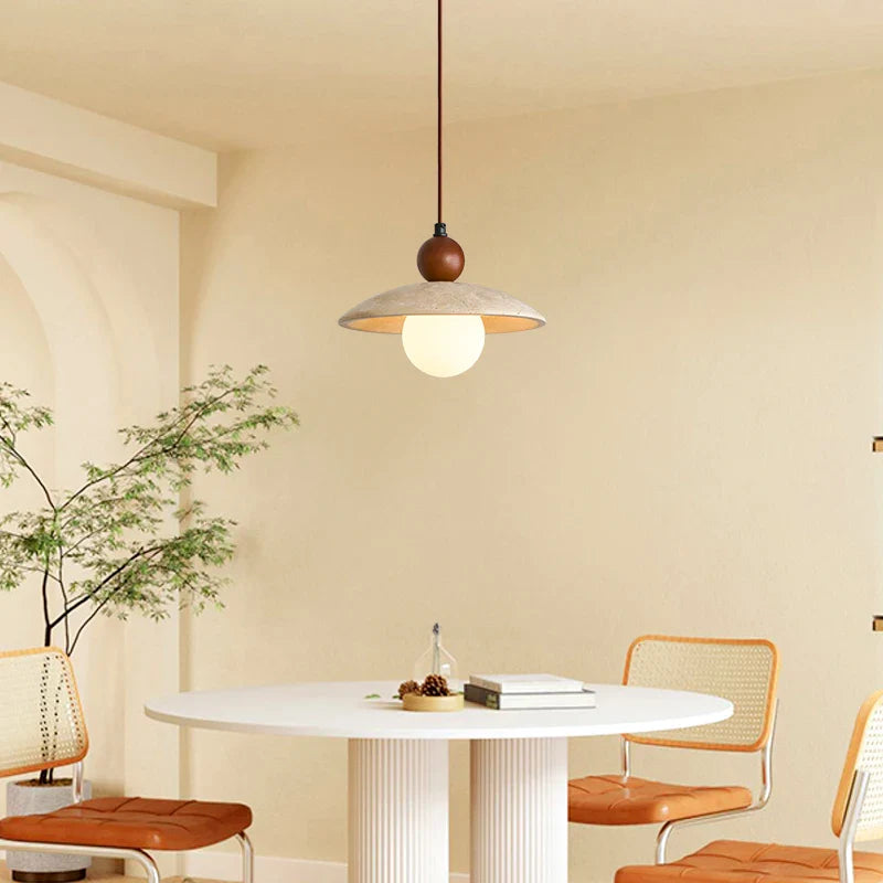 Afralia™ Yellow Travertine Glass LED Pendant Lights for Dining and Living Room