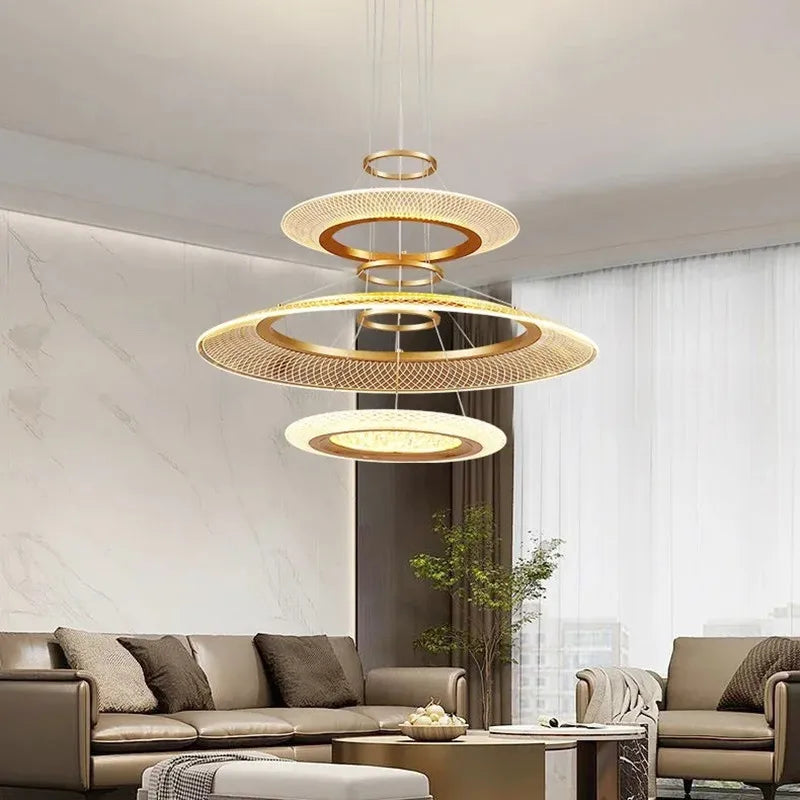 Afralia™ LED Luxury Ring Chandelier for Living Room Decoration