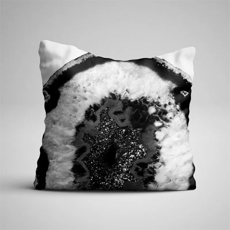 Afralia™ Gray Marble Black Agate Pillow Case for Home Sofa Chair Decor