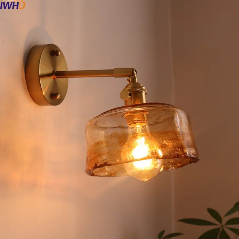 Afralia™ Modern Copper Glass LED Wall Light for Home Decor & Restaurant