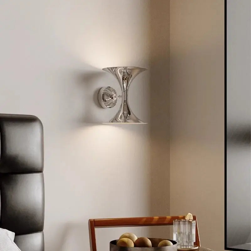 Afralia™ Art Deco Chrome Horn Wall Lights for Bedroom Living Room Indoor Lighting