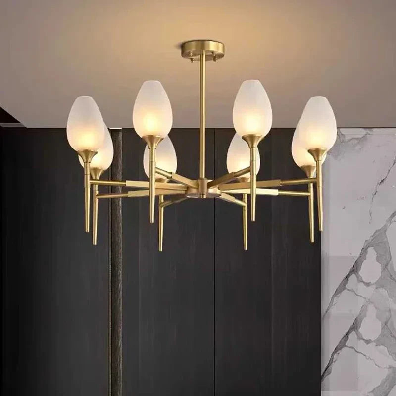 Afralia™ Modern Copper Glass Pendant Light for Living/Dining/Bedroom - American Style