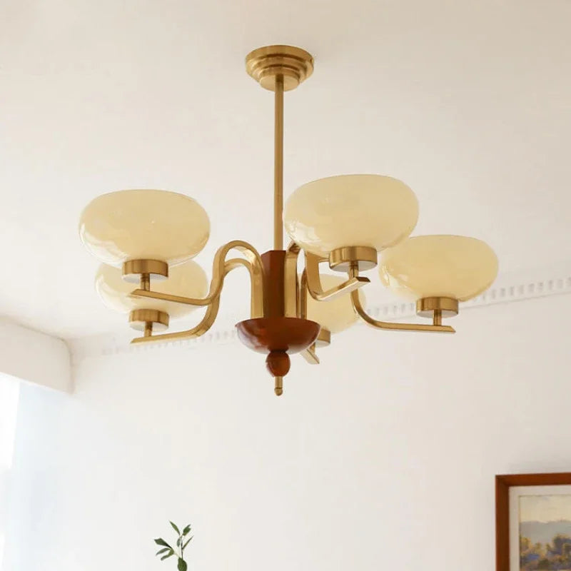 Afralia™ Cream Glass Pendant Chandelier for Home Decor