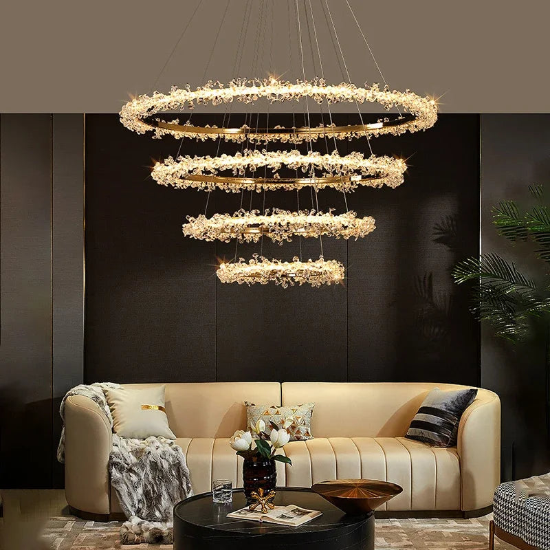 Afralia™ Crystal Pendant Chandelier: Modern Luxury Dimmable LED Ring Light for Home and Restaurant