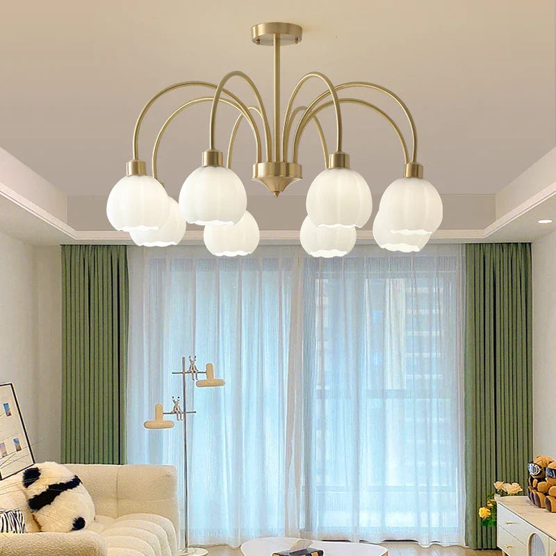 Afralia™ Lily of the Valley Copper Chandelier for Bedroom, Living Room, Dining Room.