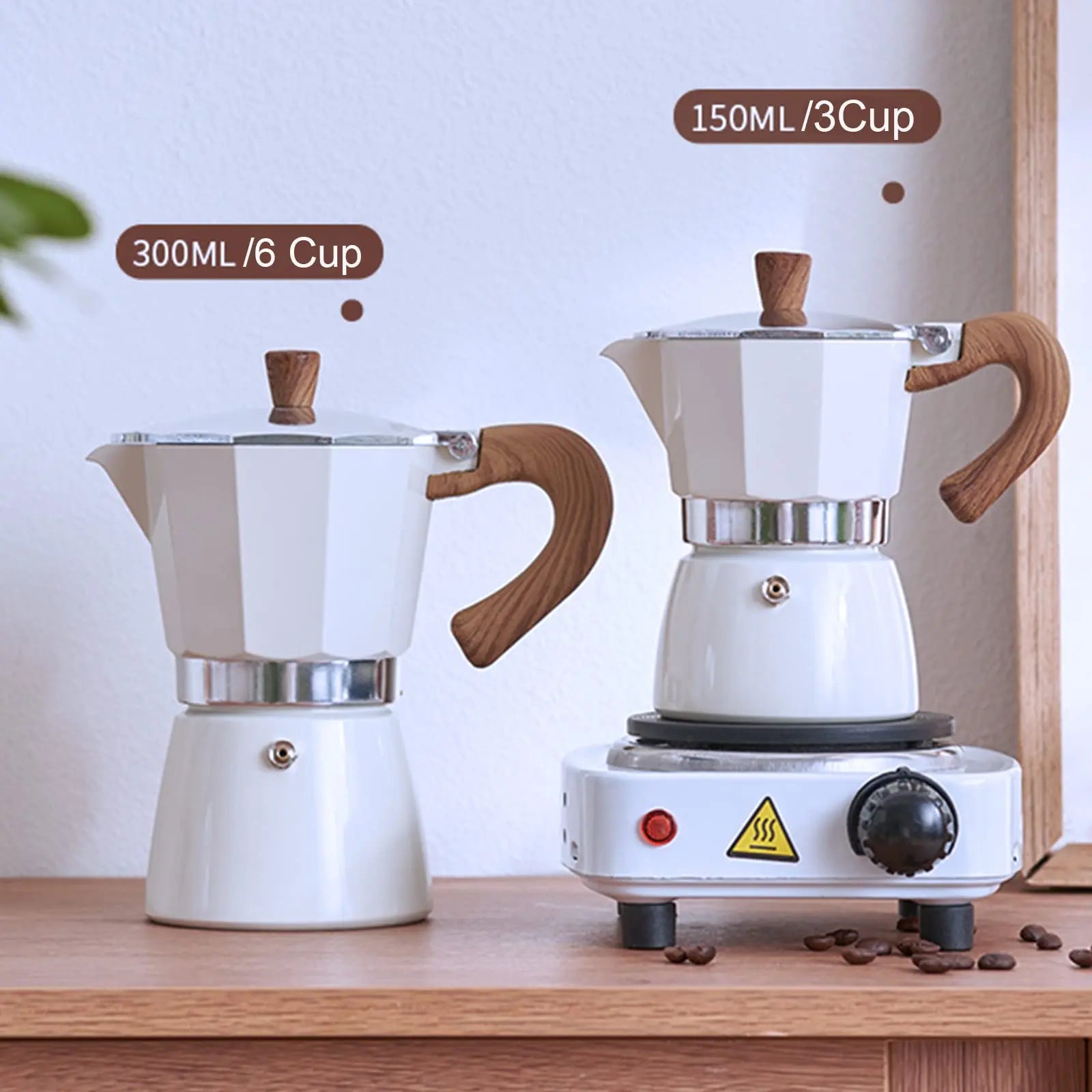 Afralia™ Moka Pot Espresso Maker for Cappuccino Latte 3/6 Cup