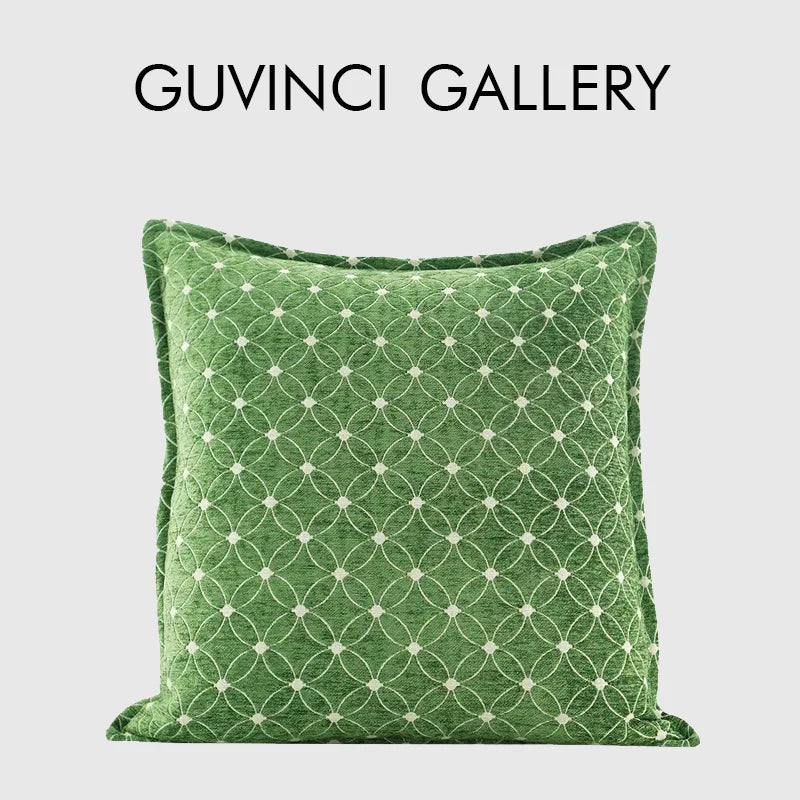 Afralia™ Retro Green Cut Floral Cushion Covers - Luxurious Downton Manor Inspired