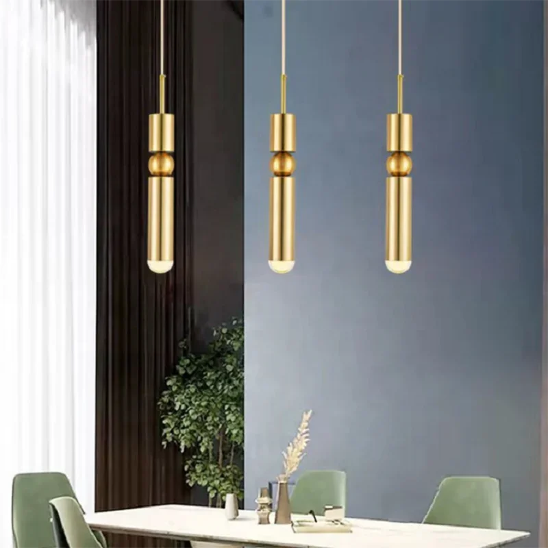 Afralia™ Black Gold LED Tube Pendant Lamp for Home Shop Decoration