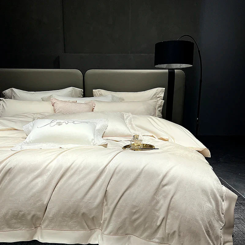 Afralia™ Luxury Satin Jacquard 1000TC Egyptian Cotton Bedding Set with Silkiness