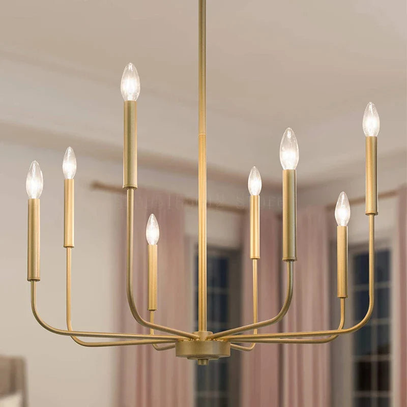 Afralia™ Gold Black Retro Chandelier Candle Ceiling Lighting for Living Room & Restaurant