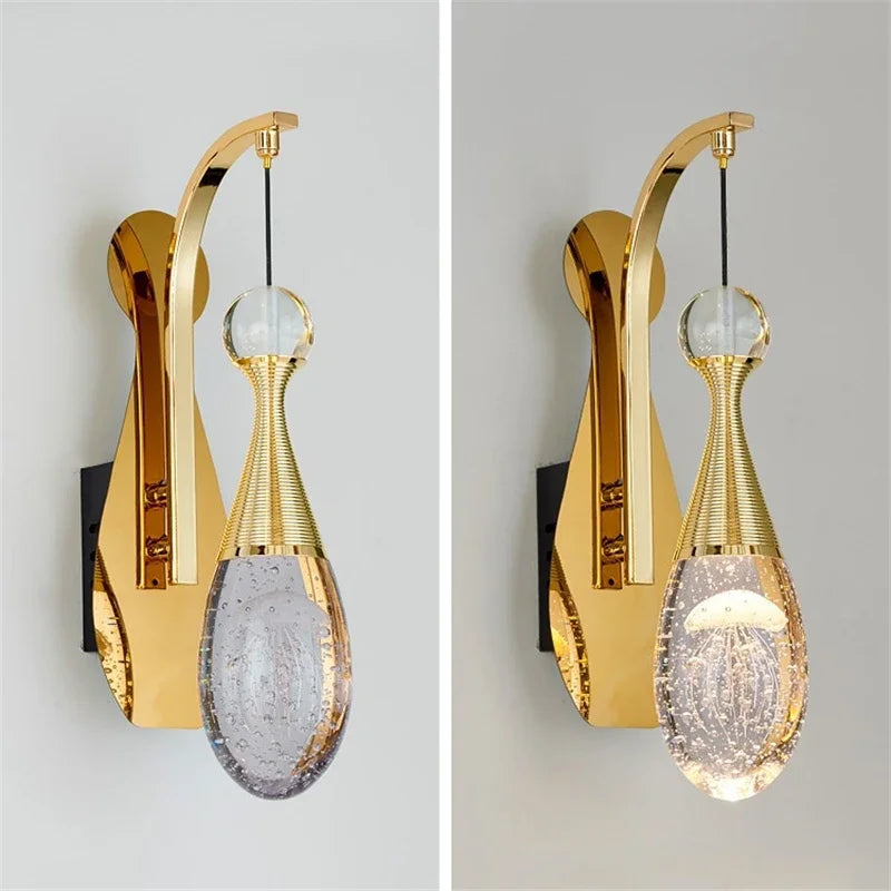 Afralia™ Nordic Crystal Jellyfish Wall Lights - Modern Luxury Wall Sconce for Living Room and Corridors