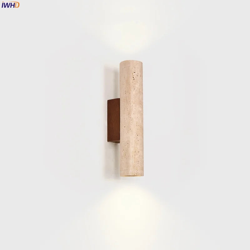 Afralia™ Yellow Travertine Stone LED Wall Lamp - Vintage Stair Light for Living Room & Bedroom