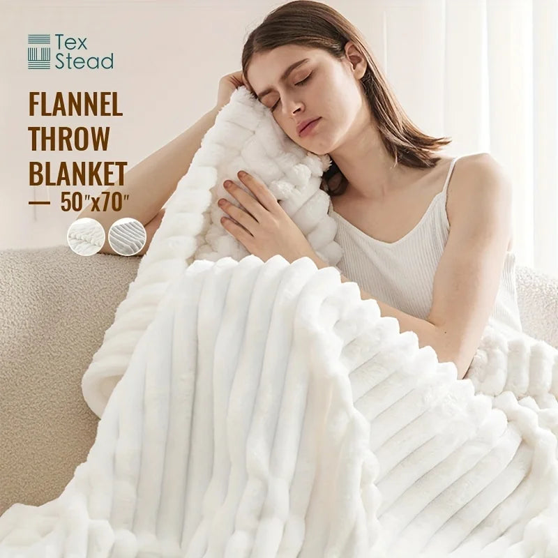 Afralia™ Fuzzy Super Soft Flannel Throw Blanket - Luxe Plush Blanket for Sofa, Bed