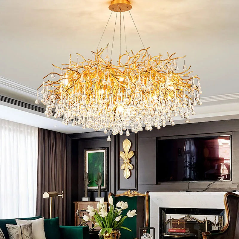 Afralia™ LED Crystal Chandelier: Elegant Living Room Pendant Light Fixture