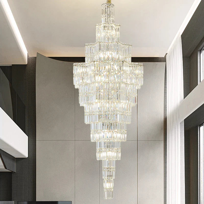 Afralia™ Crystal Staircase Chandelier: Luxury European Style for Villa Living Room
