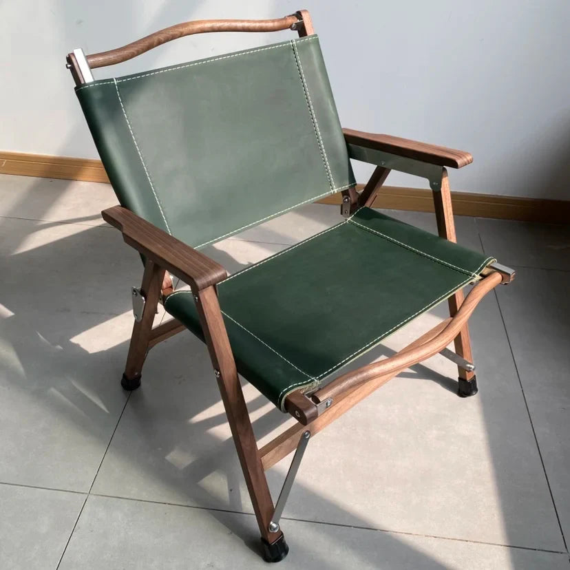 Afralia™ Folding Portable Backrest Chair Black Walnut: Outdoor Camping Leisure Garden Chair