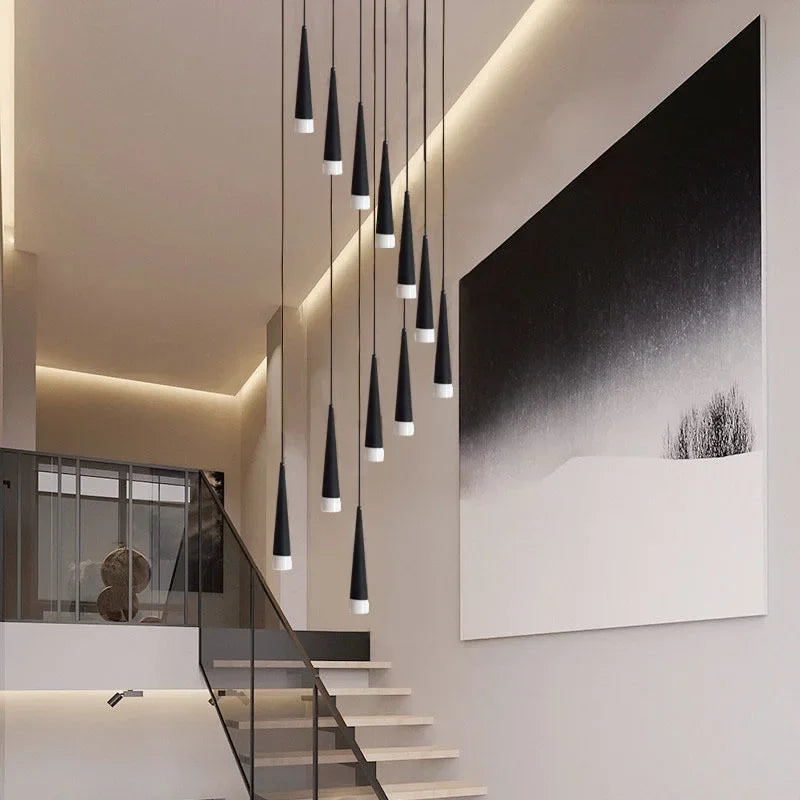 Afralia™ Modern LED Stair Chandelier for Duplex Apartment, Nordic Design for Bedroom, Restaurant, Bar.