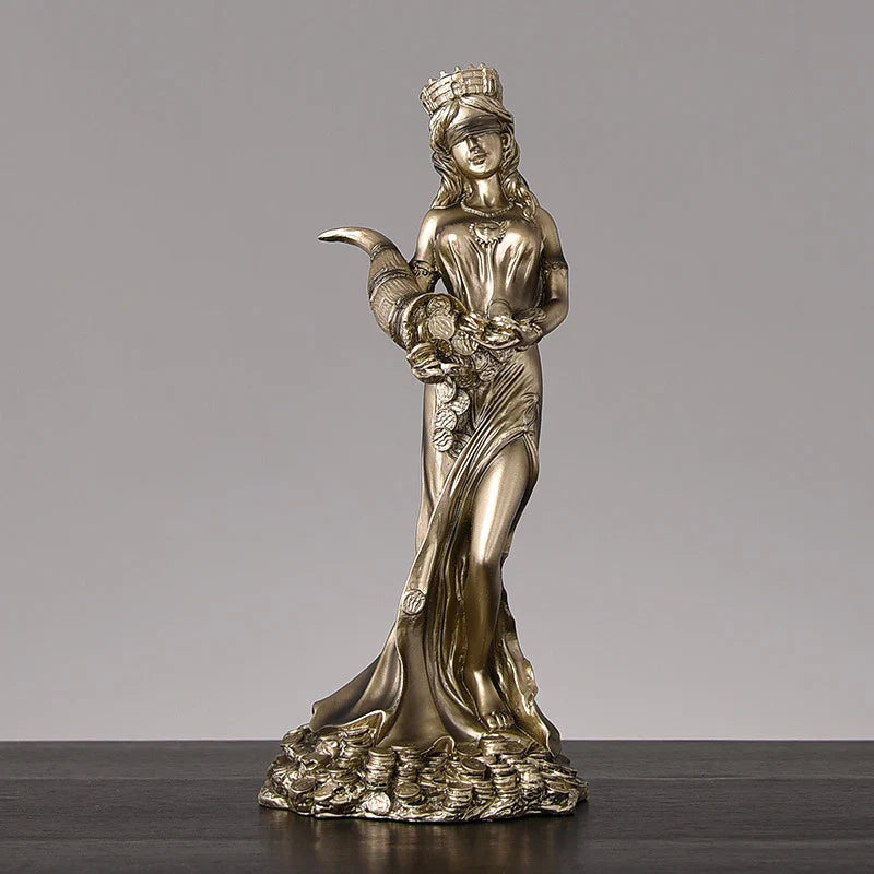 Afralia™ Greek Wealth Goddess Fortuna Figurine Plouto Fortune Sculpture Decor Gift