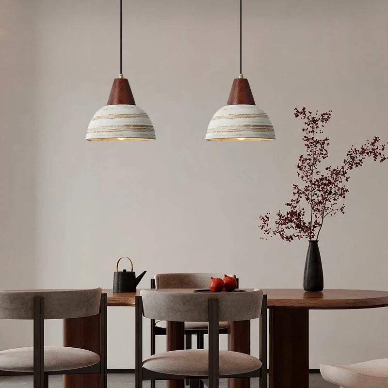 Afralia™ Ceramic Wood LED Hanging Pendant Light - Nordic Modern Design